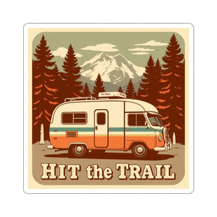 Retro Adventure Kiss-Cut Stickers - "Hit the Trail" Vintage Camper Design
