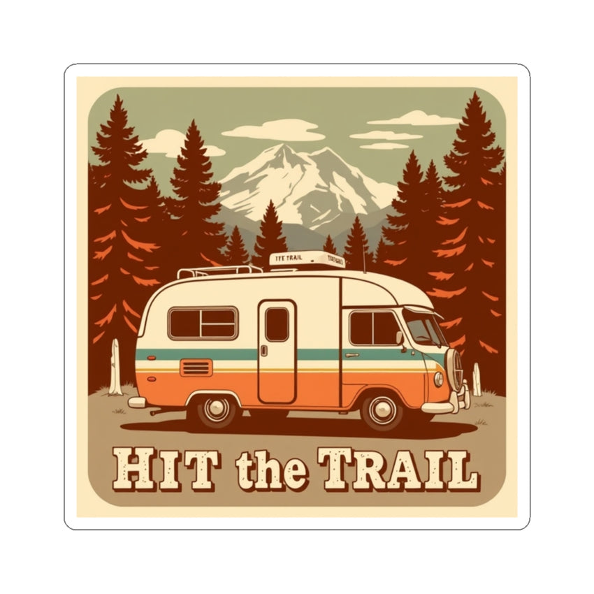 Retro Adventure Kiss-Cut Stickers - "Hit the Trail" Vintage Camper Design