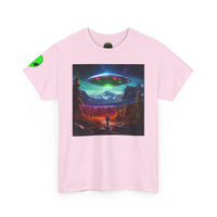 UFO Abduction Scene T-Shirt | Alien Spaceship Landscape Tee