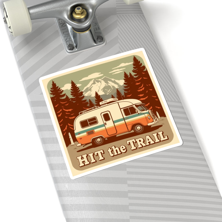 Retro Adventure Kiss-Cut Stickers - "Hit the Trail" Vintage Camper Design