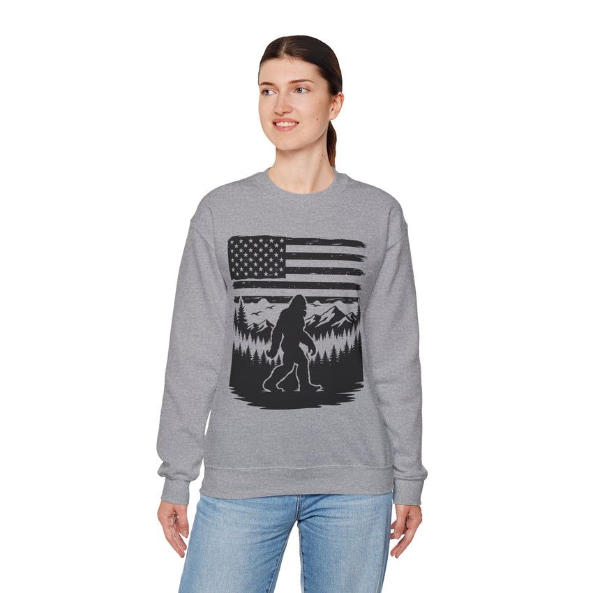 Bigfoot American Flag Crewneck Sweatshirt
