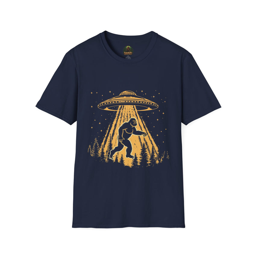 Bigfoot Abduction T-Shirt | UFO Sasquatch Forest Alien Beam