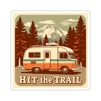 Retro Adventure Kiss-Cut Stickers - "Hit the Trail" Vintage Camper Design