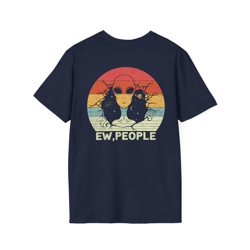 Alien Cat Abduction T-Shirt | Retro EW, PEOPLE UFO Graphic front and back graphics