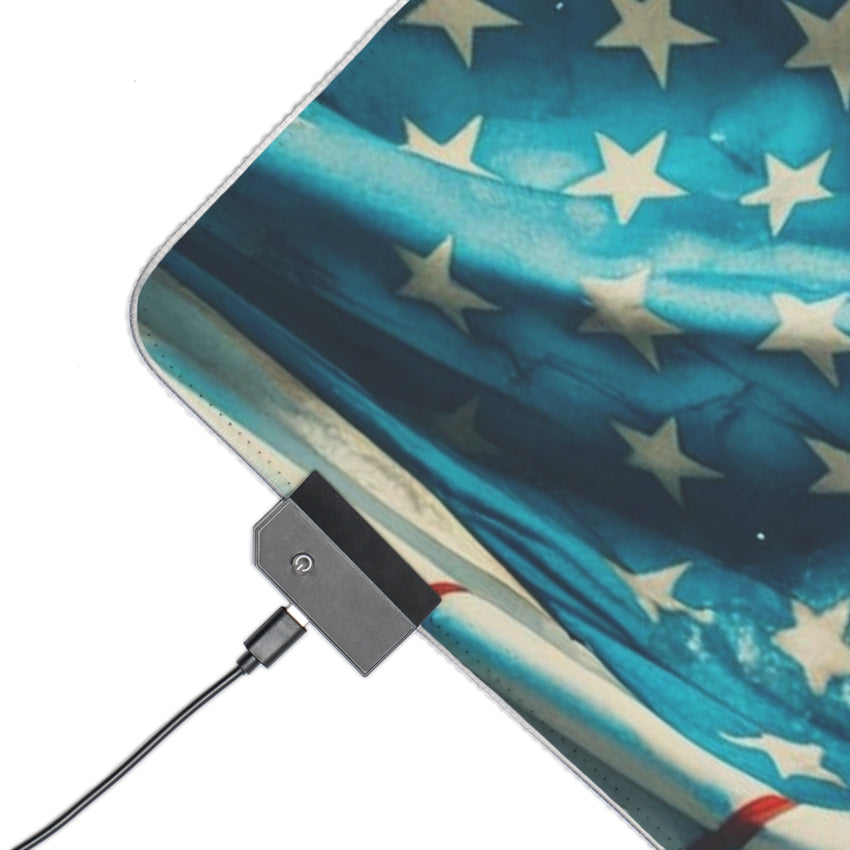 Patriotic Ape Illustration LED Gaming Mouse Pad | American Flag