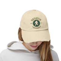Squatch University cap | Sasquatch logo distressed hat, Bigfoot college emblem cap