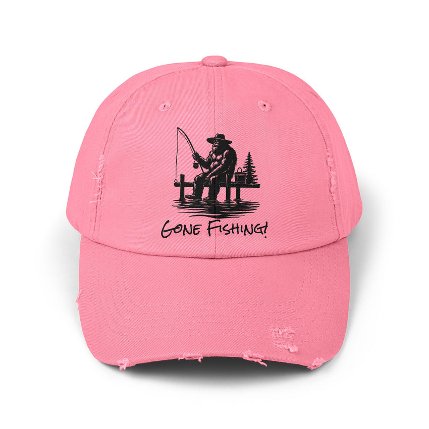 Gone Fishing Distressed Cap - Unisex Fishing Hat for Outdoor Enthusiasts