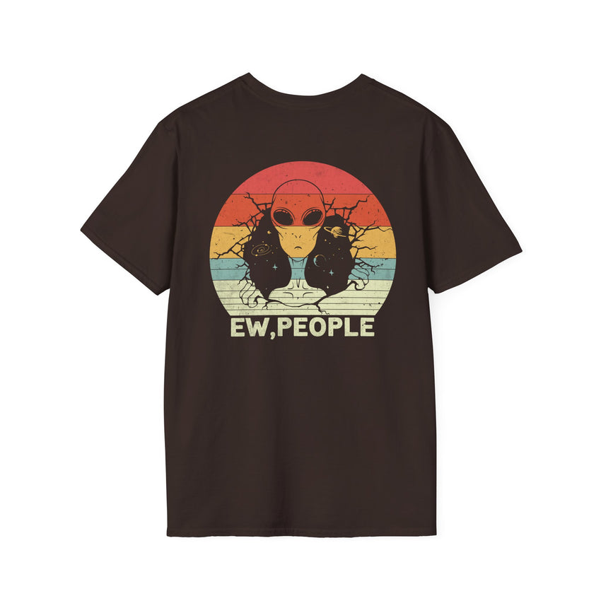 Alien Cat Abduction T-Shirt | Retro EW, PEOPLE UFO Graphic front and back graphics