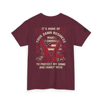 Unisex Heavy Cotton Tee with Empowering Gun Rights graphics front and back graphics
