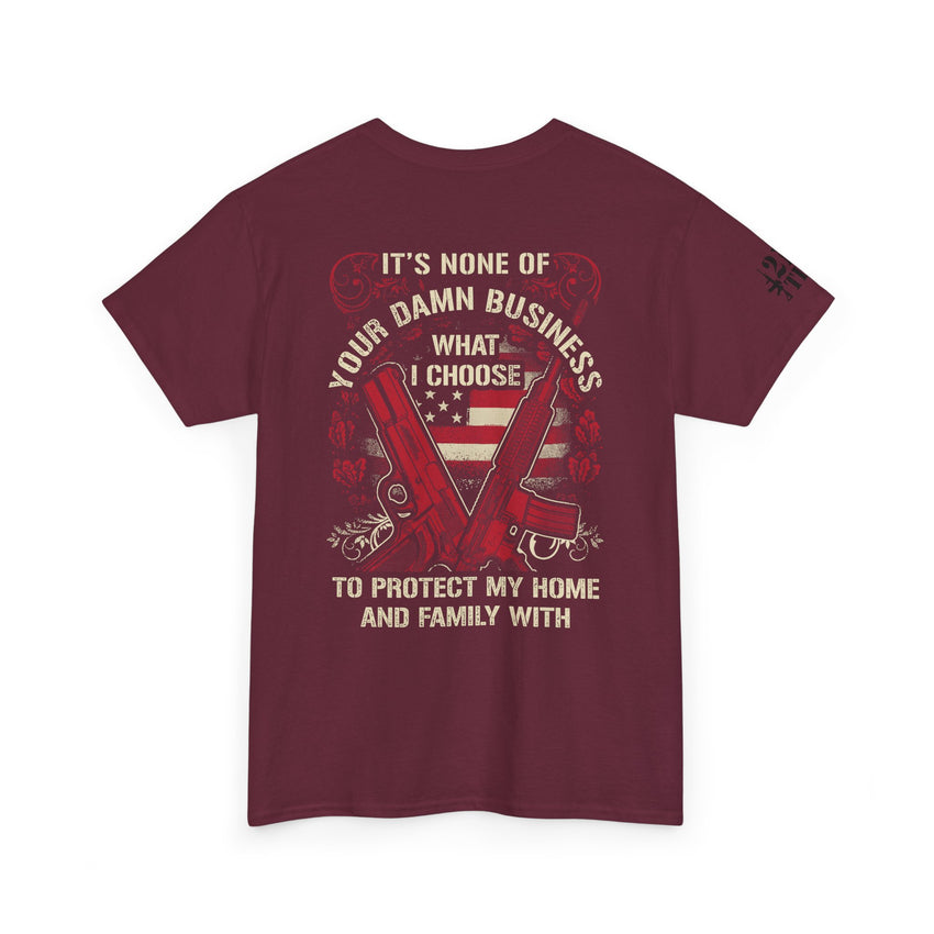 Unisex Heavy Cotton Tee with Empowering Gun Rights graphics front and back graphics