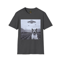 Alien Cat Abduction T-Shirt | Retro EW, PEOPLE UFO Graphic front and back graphics