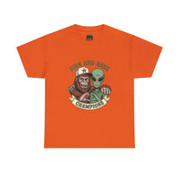 Hide and Seek Champions , Alien and Sasquatch tshirt