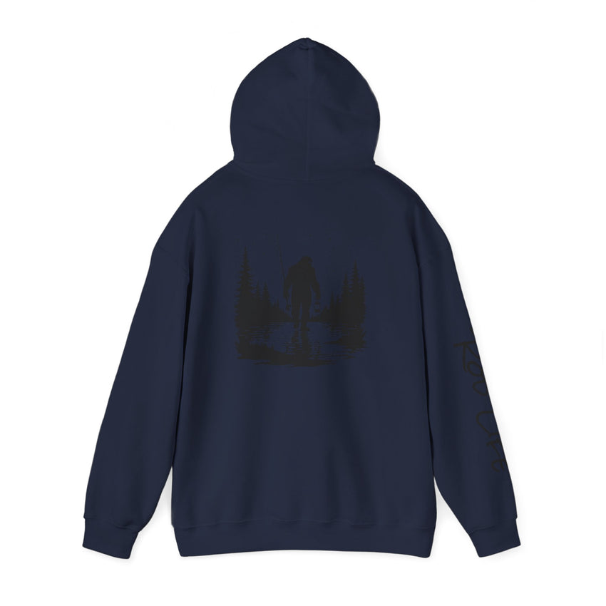 Gone Fishin' Bigfoot Hoodie - Unisex Heavy Blend™ Sweatshirt for Nature Lovers