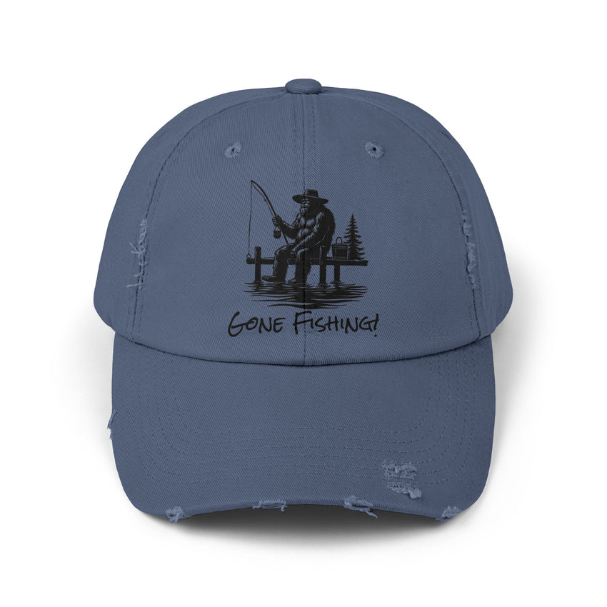 Gone Fishing Distressed Cap - Unisex Fishing Hat for Outdoor Enthusiasts