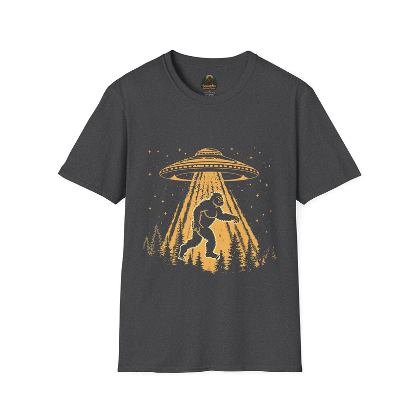 Bigfoot Abduction T-Shirt | UFO Sasquatch Forest Alien Beam