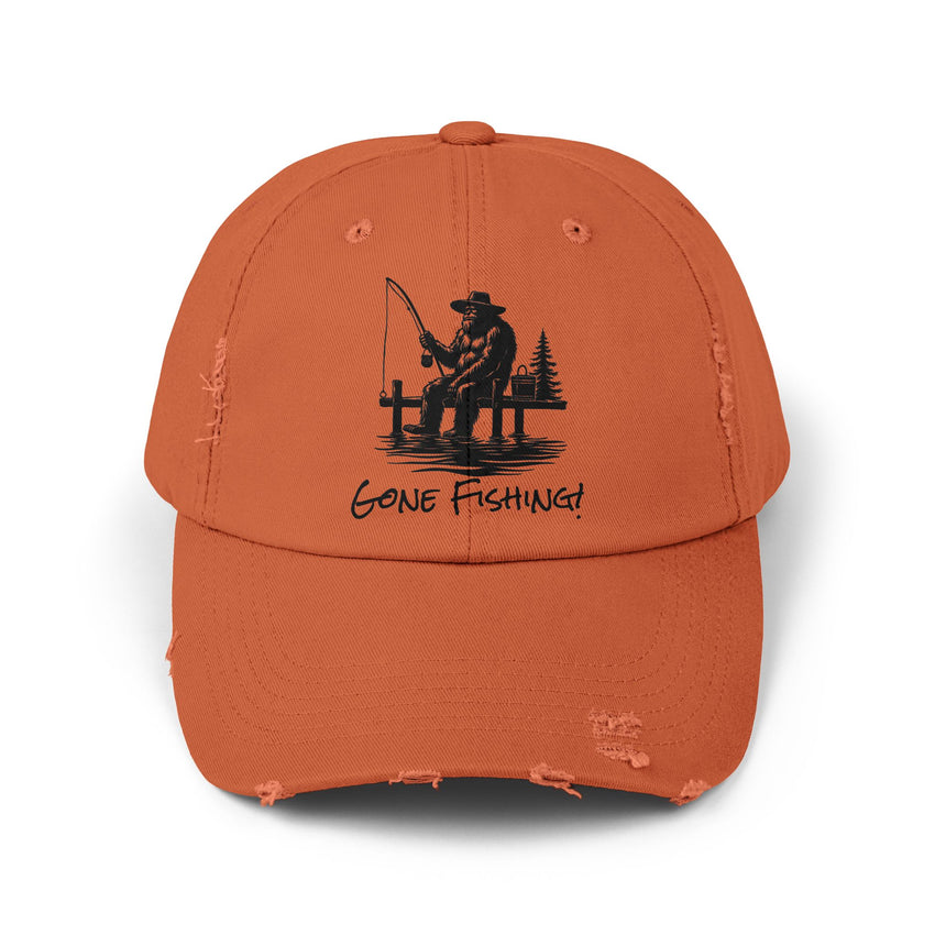 Gone Fishing Distressed Cap - Unisex Fishing Hat for Outdoor Enthusiasts