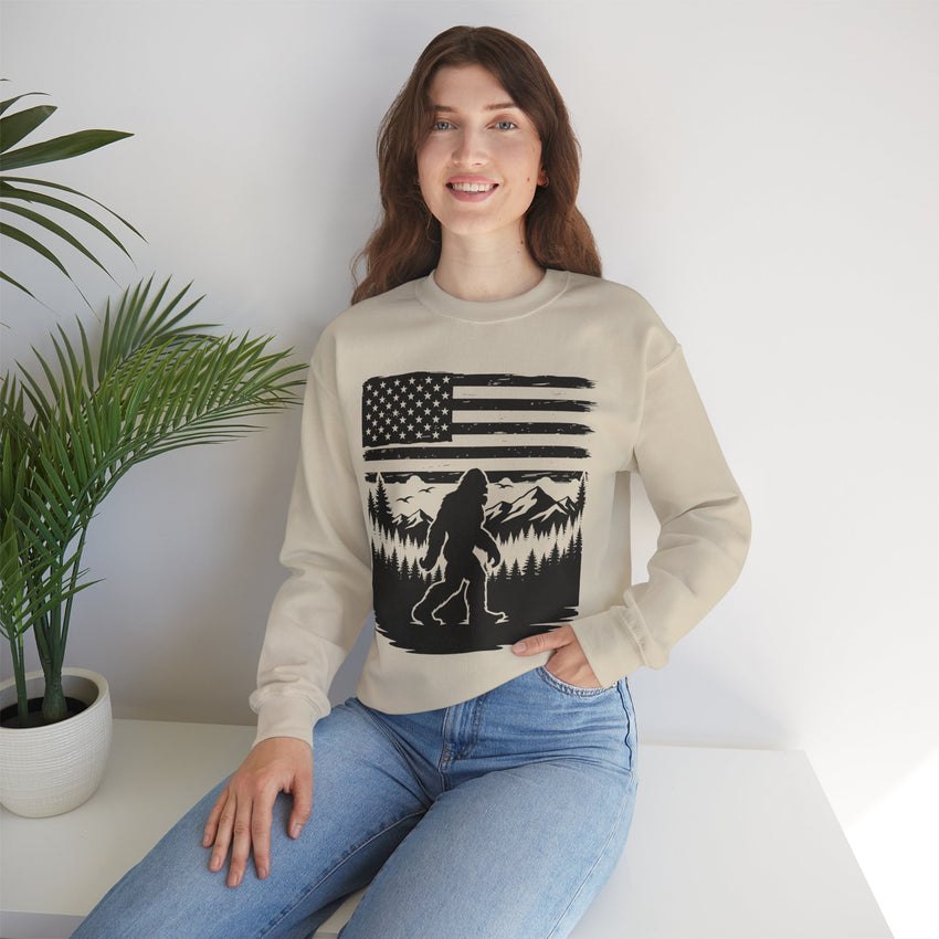 Bigfoot American Flag Crewneck Sweatshirt