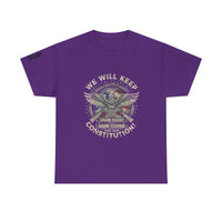 Patriotic Unisex Heavy Cotton Tee - 'We Will Keep Our God, Our Guns, and Our Constitution!'