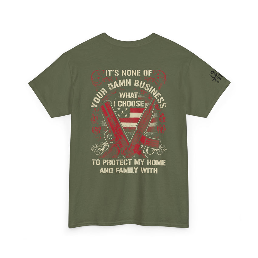 Unisex Heavy Cotton Tee with Empowering Gun Rights graphics front and back graphics