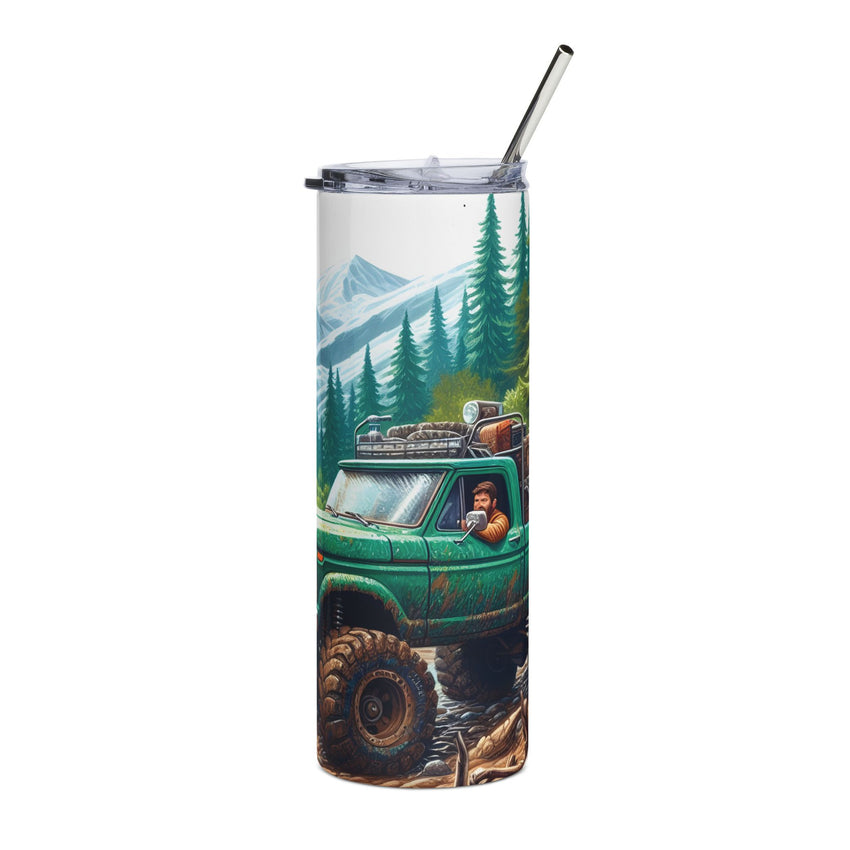 Bigfoot Forest Adventure Tumbler | Sasquatch Off-Road Truck 20oz Stainless