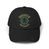 Squatch University cap | Sasquatch logo distressed hat, Bigfoot college emblem cap