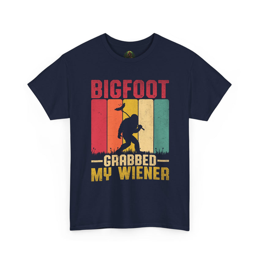 Bigfoot grabbed my wiener T-Shirt | Sasquatch hot dog vintage graphic
