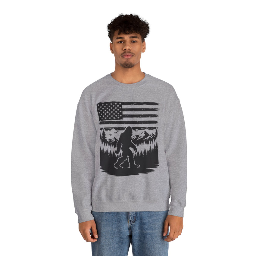 Bigfoot American Flag Crewneck Sweatshirt