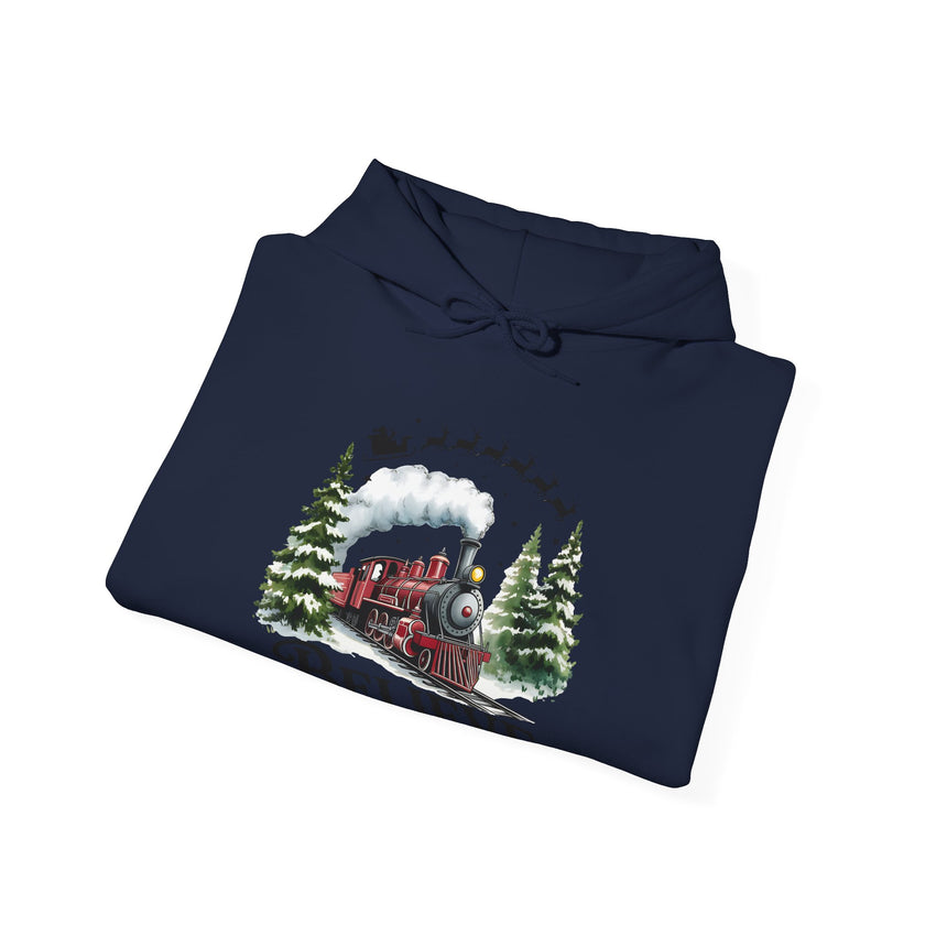 Believe Train Hooded Sweatshirt, Cozy Winter Sweatshirt