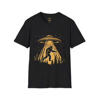Bigfoot Abduction T-Shirt | UFO Sasquatch Forest Alien Beam