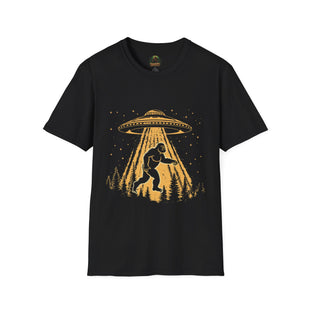 Bigfoot Abduction T-Shirt | UFO Sasquatch Forest Alien Beam