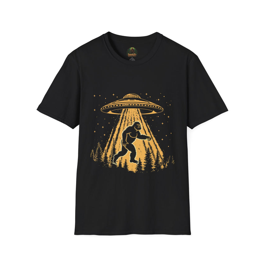 Bigfoot Abduction T-Shirt | UFO Sasquatch Forest Alien Beam