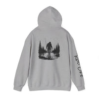 Gone Fishin' Bigfoot Hoodie - Unisex Heavy Blend™ Sweatshirt for Nature Lovers