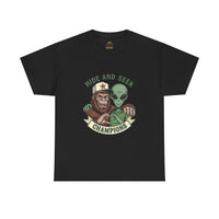 Hide and Seek Champions , Alien and Sasquatch tshirt