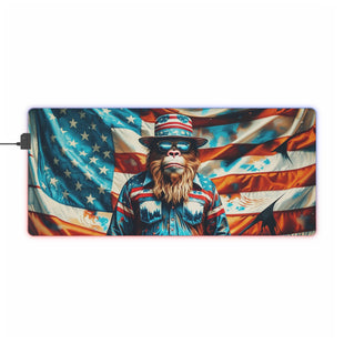 Patriotic Ape Illustration LED Gaming Mouse Pad | American Flag