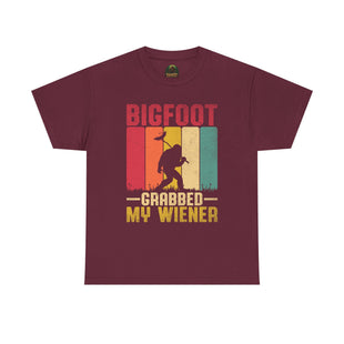 Bigfoot grabbed my wiener T-Shirt | Sasquatch hot dog vintage graphic