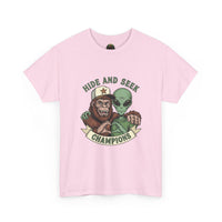 Hide and Seek Champions , Alien and Sasquatch tshirt
