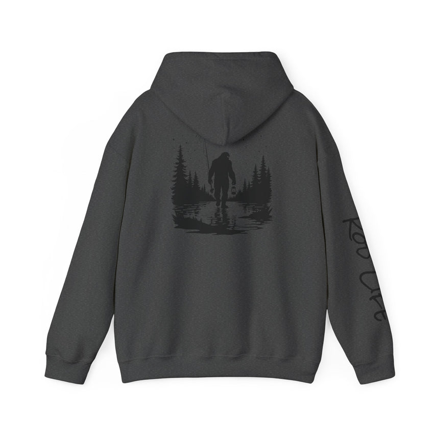 Gone Fishin' Bigfoot Hoodie - Unisex Heavy Blend™ Sweatshirt for Nature Lovers