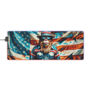 Patriotic Ape Illustration LED Gaming Mouse Pad | American Flag