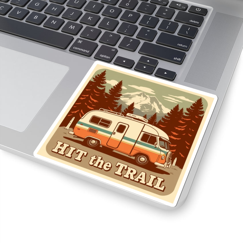 Retro Adventure Kiss-Cut Stickers - "Hit the Trail" Vintage Camper Design