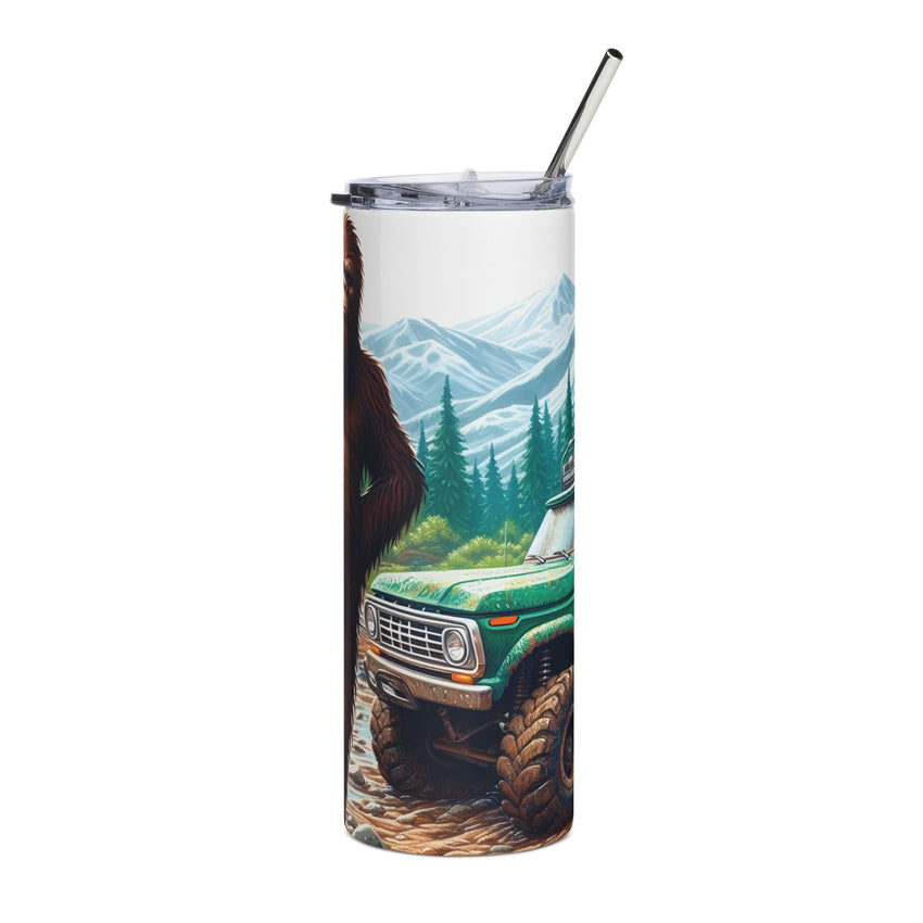 Bigfoot Forest Adventure Tumbler | Sasquatch Off-Road Truck 20oz Stainless