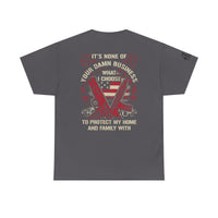 Unisex Heavy Cotton Tee with Empowering Gun Rights graphics front and back graphics