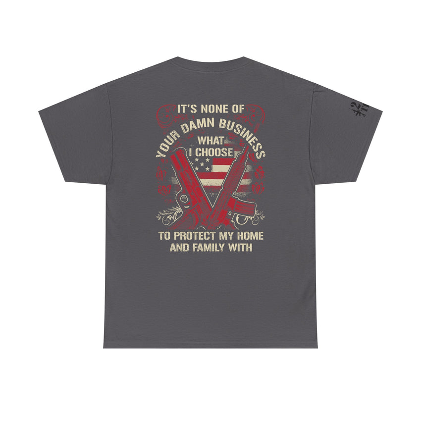 Unisex Heavy Cotton Tee with Empowering Gun Rights graphics front and back graphics