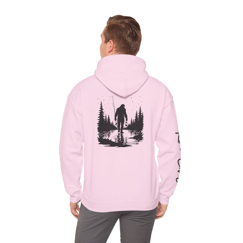 Gone Fishin' Bigfoot Hoodie - Unisex Heavy Blend™ Sweatshirt for Nature Lovers