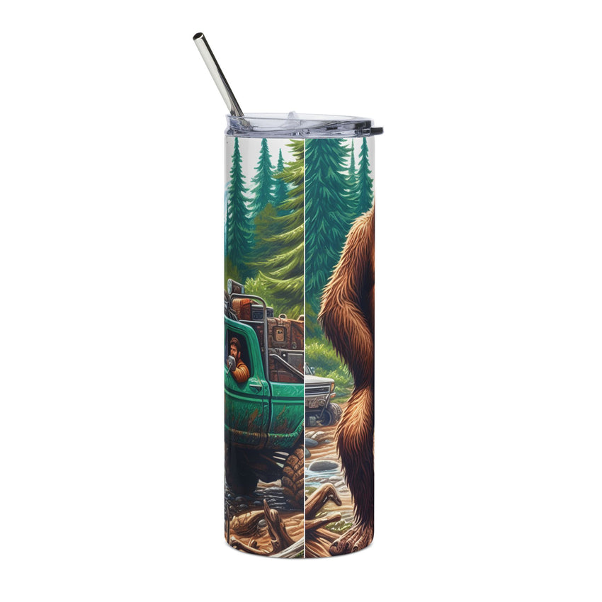 Bigfoot Forest Adventure Tumbler | Sasquatch Off-Road Truck 20oz Stainless