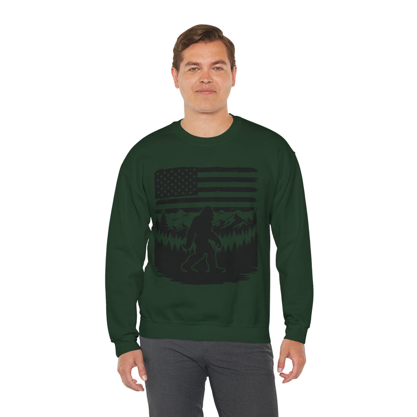 Bigfoot American Flag Crewneck Sweatshirt
