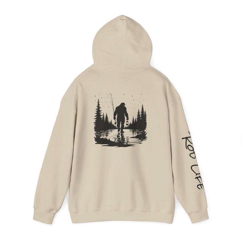 Gone Fishin' Bigfoot Hoodie - Unisex Heavy Blend™ Sweatshirt for Nature Lovers