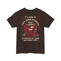 Unisex Heavy Cotton Tee with Empowering Gun Rights graphics front and back graphics