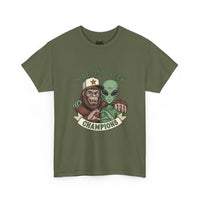 Hide and Seek Champions , Alien and Sasquatch tshirt
