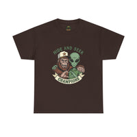 Hide and Seek Champions , Alien and Sasquatch tshirt