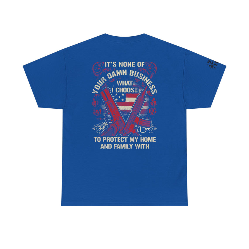 Unisex Heavy Cotton Tee with Empowering Gun Rights graphics front and back graphics